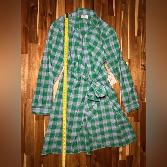 Untuck It for Her Seersucker Mila Button Down Shirt Dress Blue Green Gingham Med - Picture 7 of 12